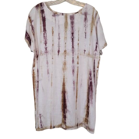 Loveriche Women's Tie Dye Linen Blend Shift Mini Dress Boho Multicolor Size Med - Picture 1 of 7